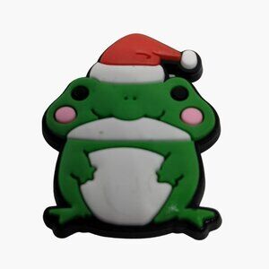 Santa Frog Shoe Charm Green Christmas